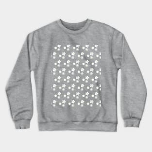 Simple and Delicate White Flowers Pattern | Light Blue background Crewneck Sweatshirt